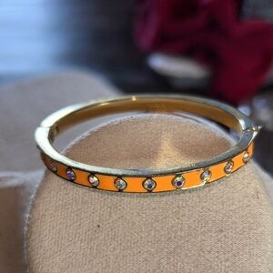 Vintage J. Crew Gold and Orange Crystal Bracelet with Clasp open